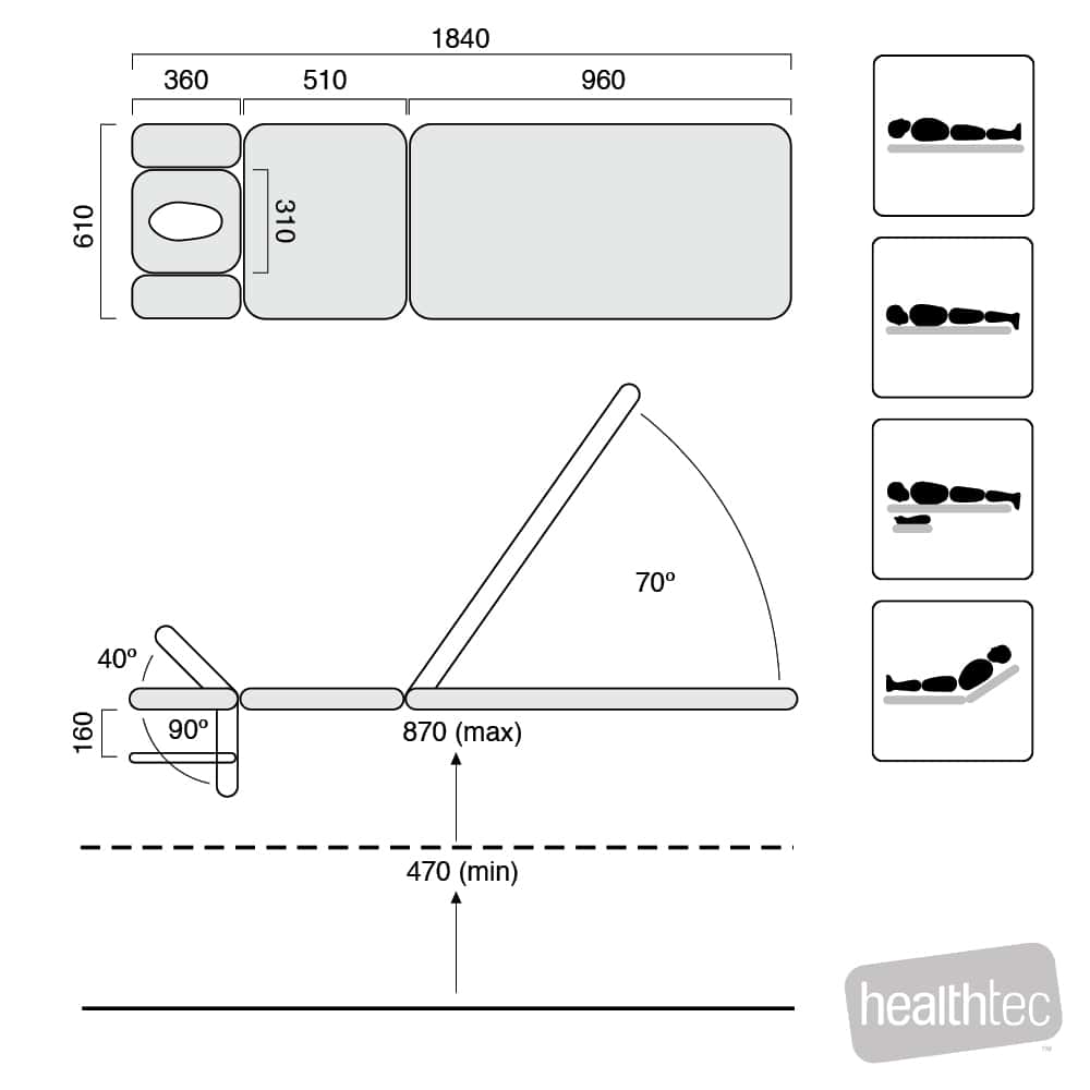 healthtec-55051-EVO2-treatment-table-five-section-movement-positions